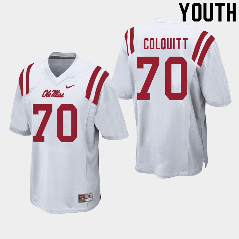 Youth #70 Carter Colquitt Ole Miss Rebels College Football Jerseys Sale-White